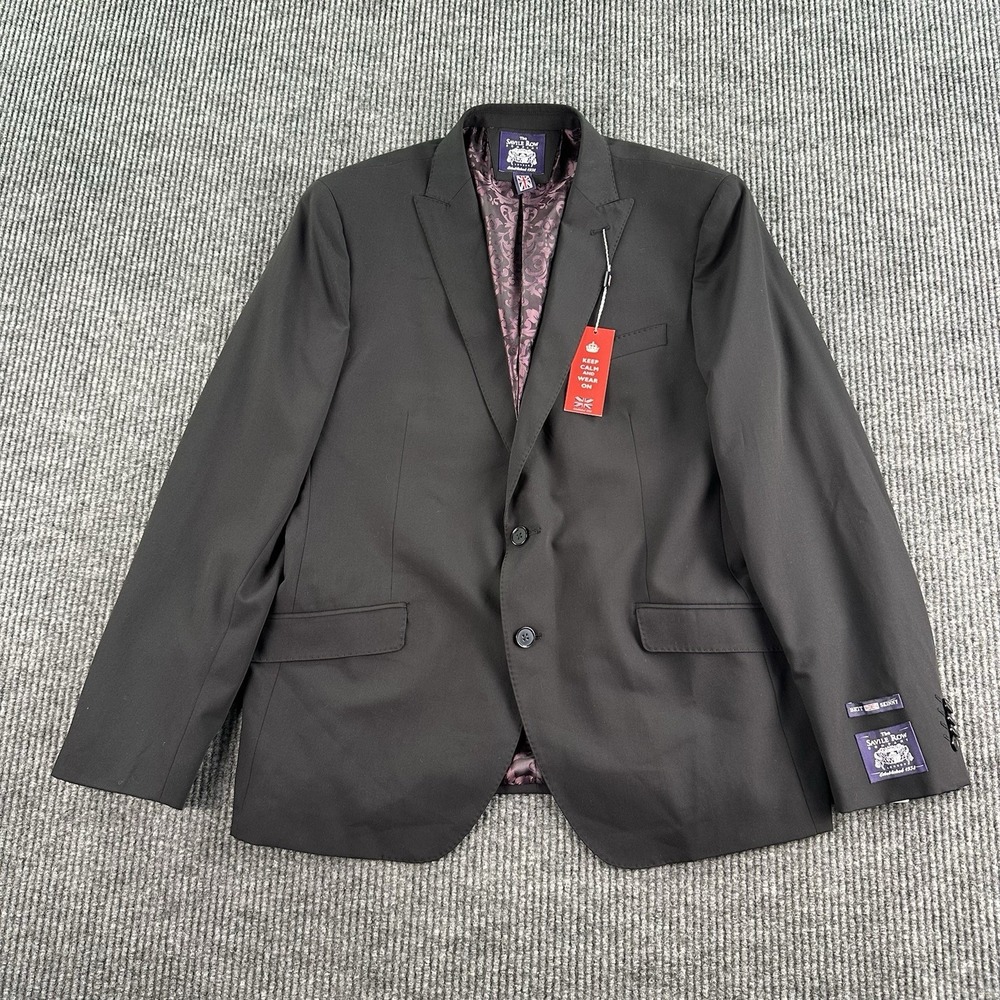 NWT The Savile Row Company Suit Jacket 46R Black Brixton Brit Skinny Modern Fit